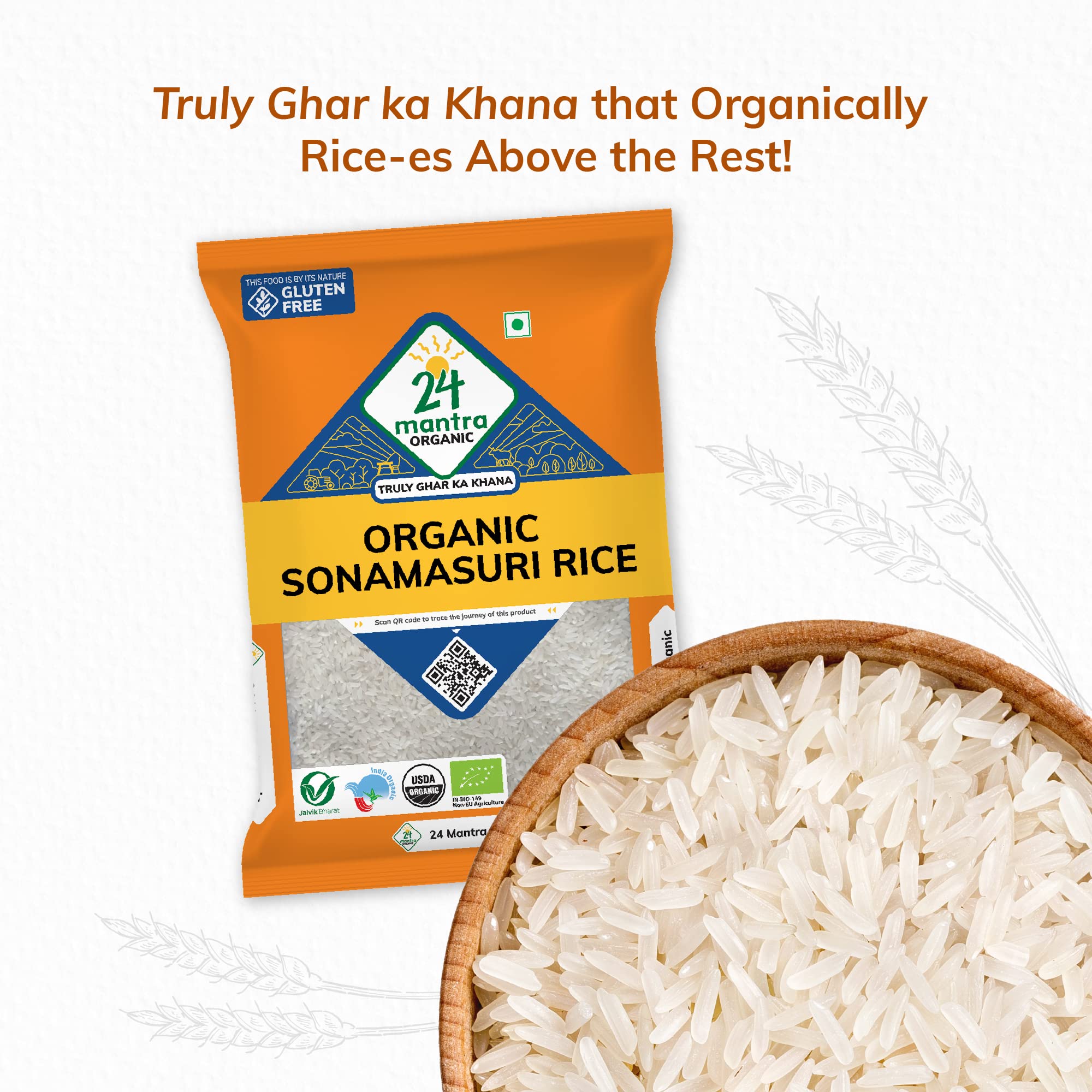 24mantra Organic Sona Masoori Polished Rice 5 kg