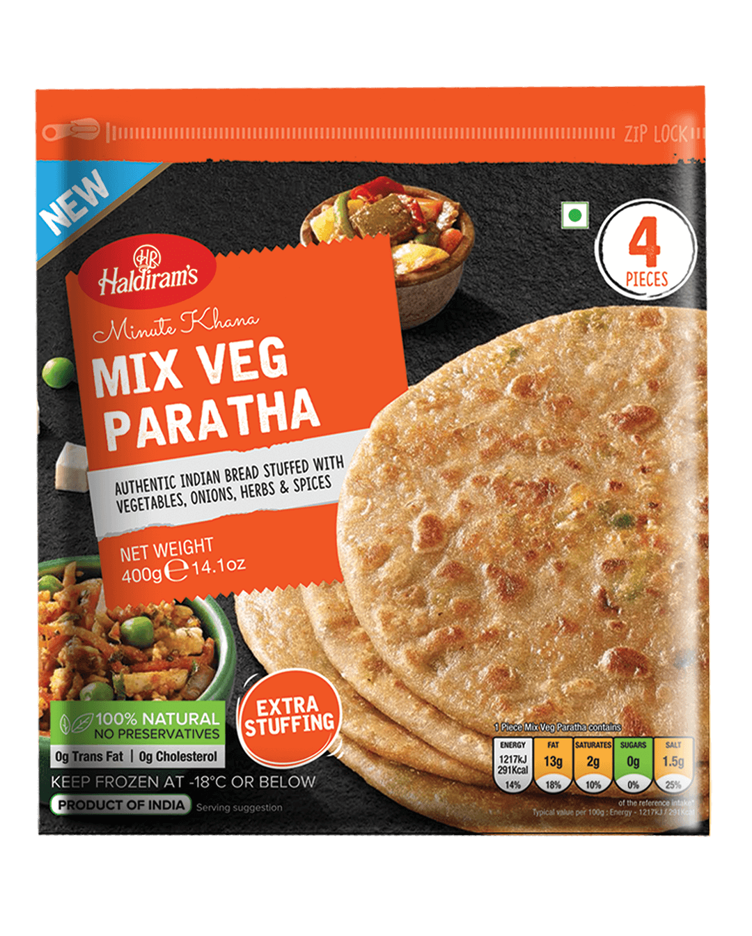 Haldiram Mix Veg Paratha * 4 pcs