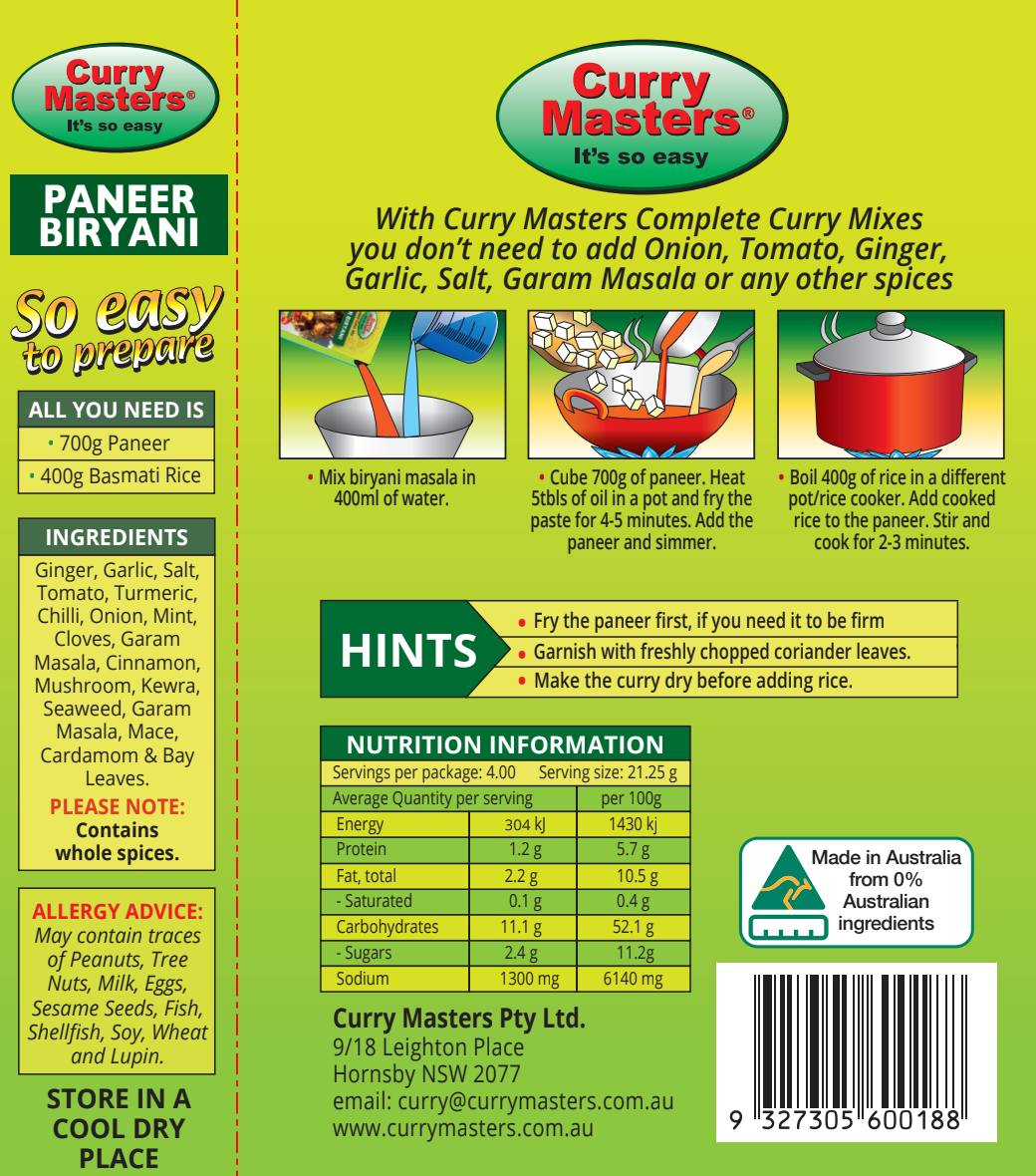 Curry Masters Paneer Biryani 85 g