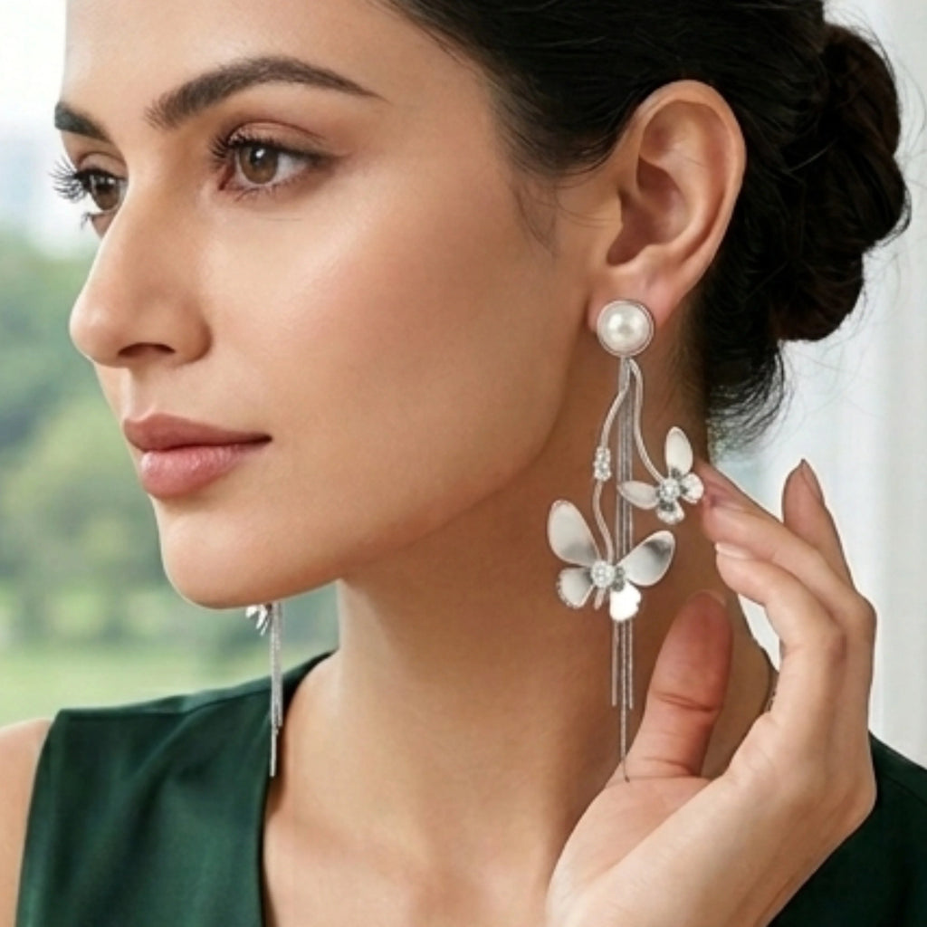 Silver Butterfly Danglers