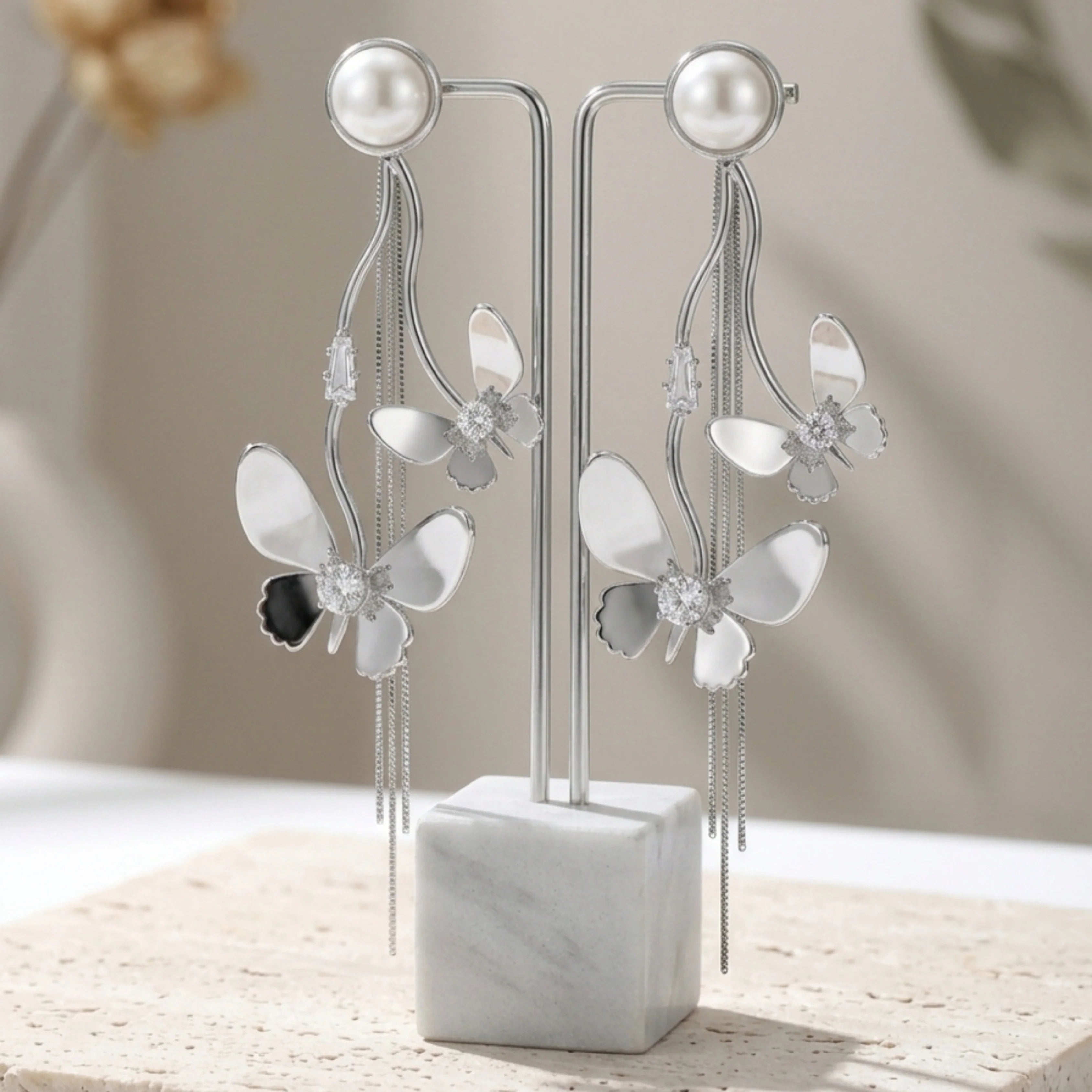Silver Butterfly Danglers