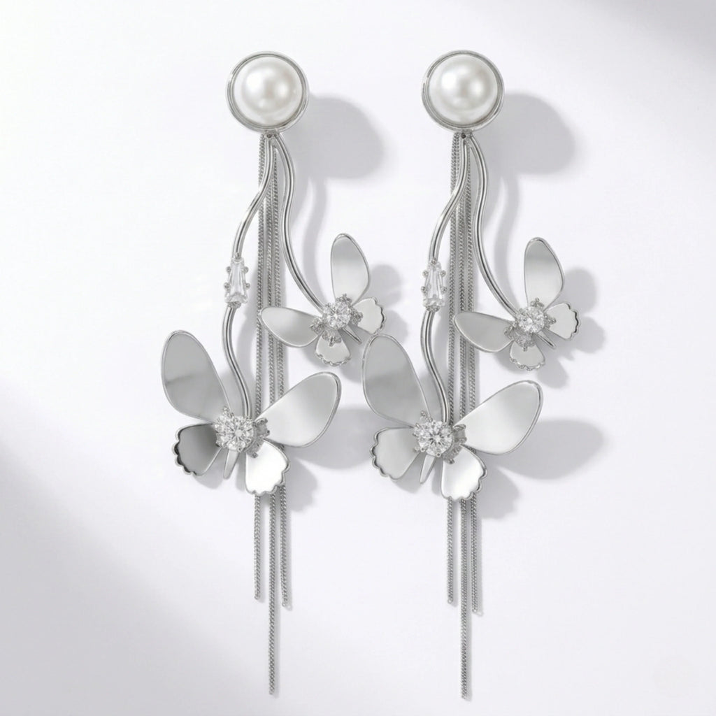 Silver Butterfly Danglers