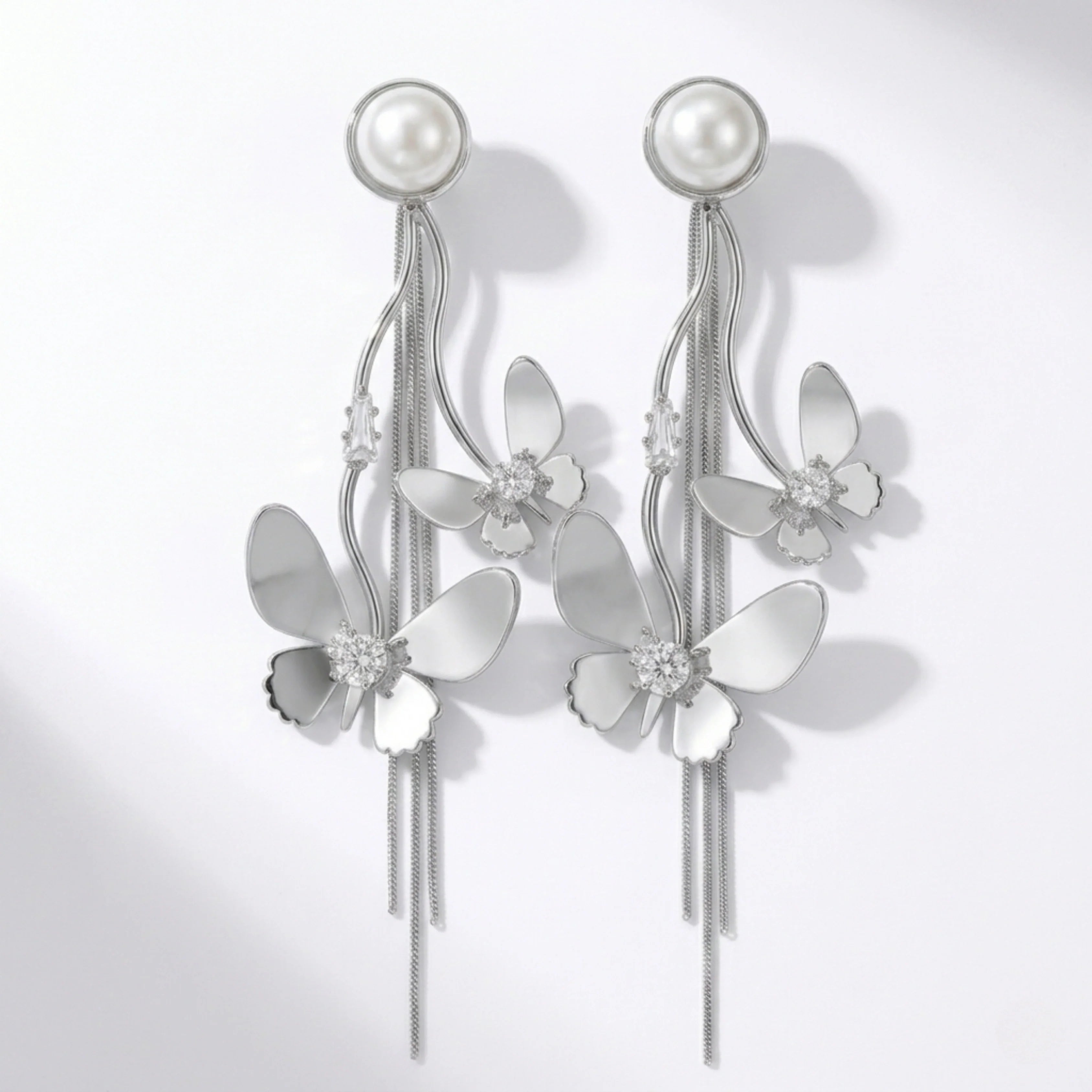 Silver Butterfly Danglers