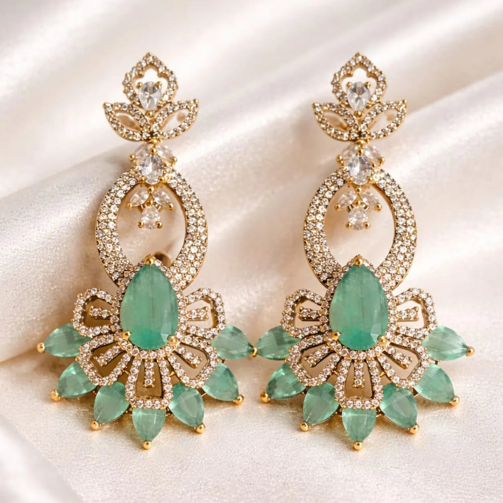 Mint Pushpa Leaf Earrings