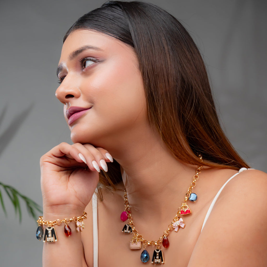 FASHION CHARM NECKLACE WITH BRACELET