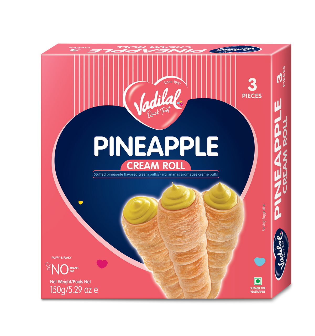 Vadilal Pineapple Cream Roll 150 g