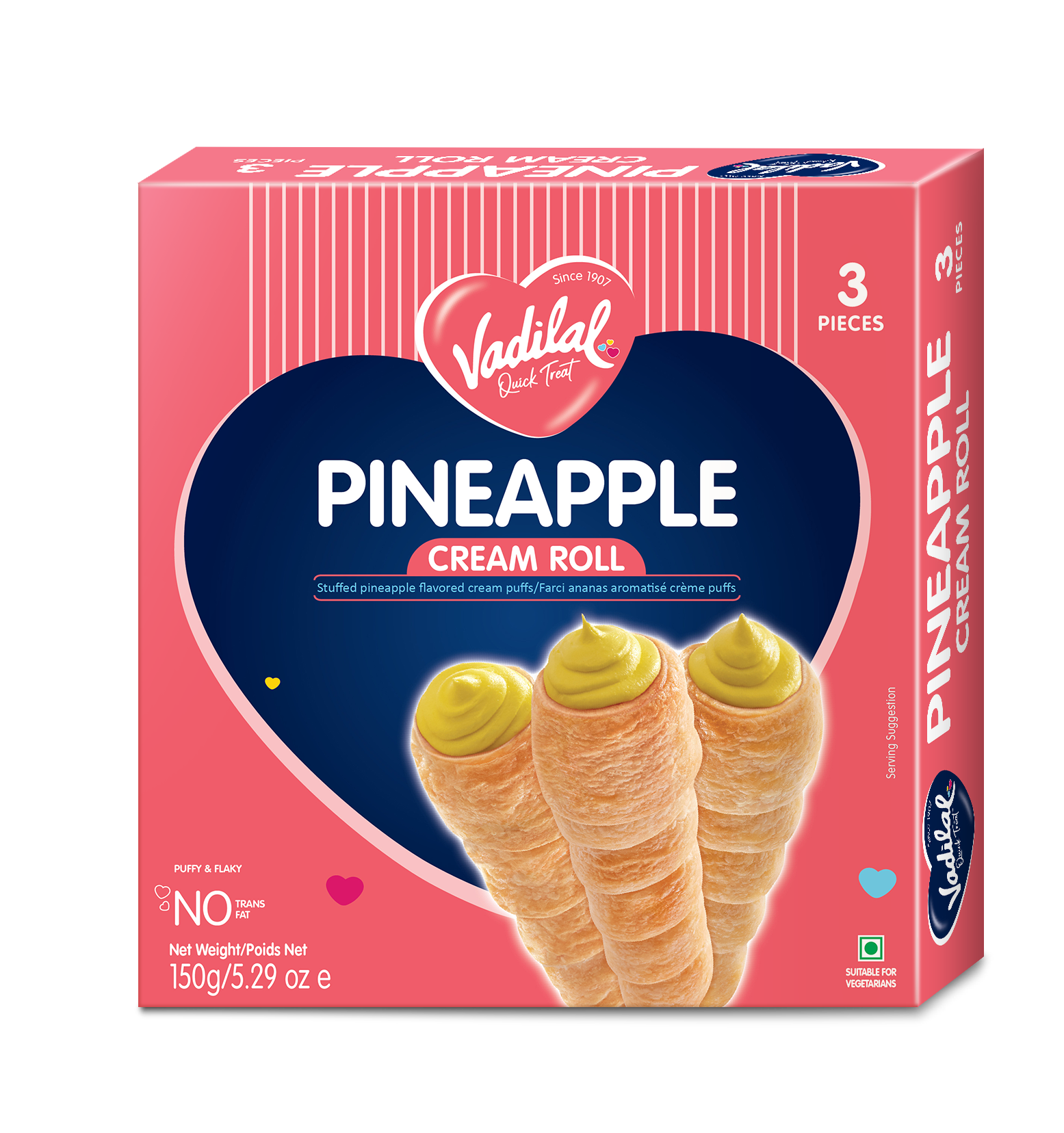 Vadilal Pineapple Cream Roll 150 g