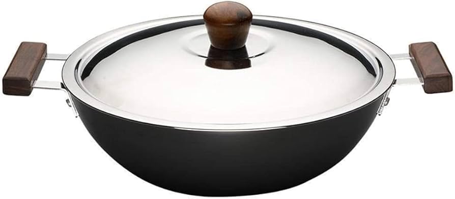 Wonderchef Ebony Hard Anodized Wok with Lid 28cm 4.5 L