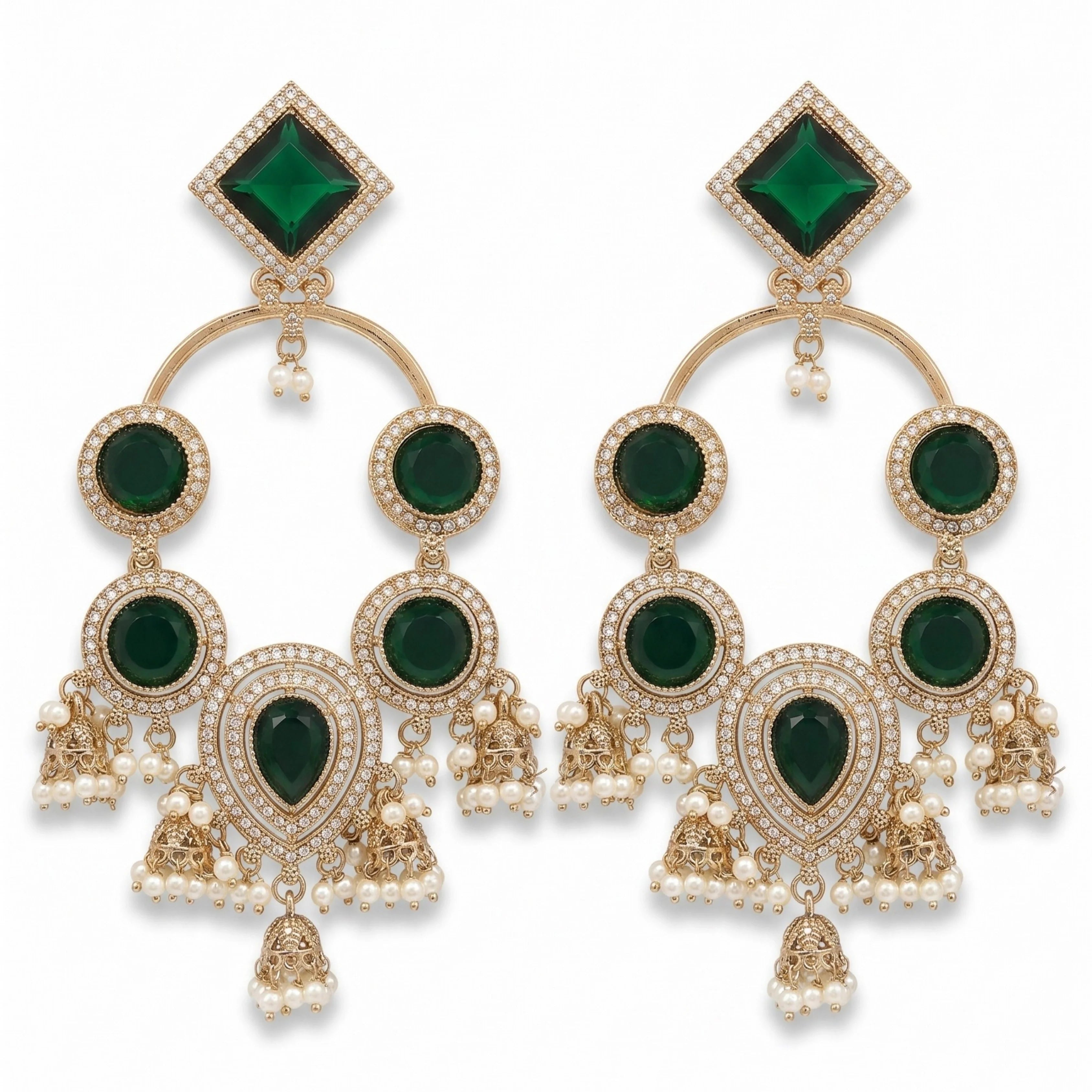 Ira Mehfil Green Stone Earrings