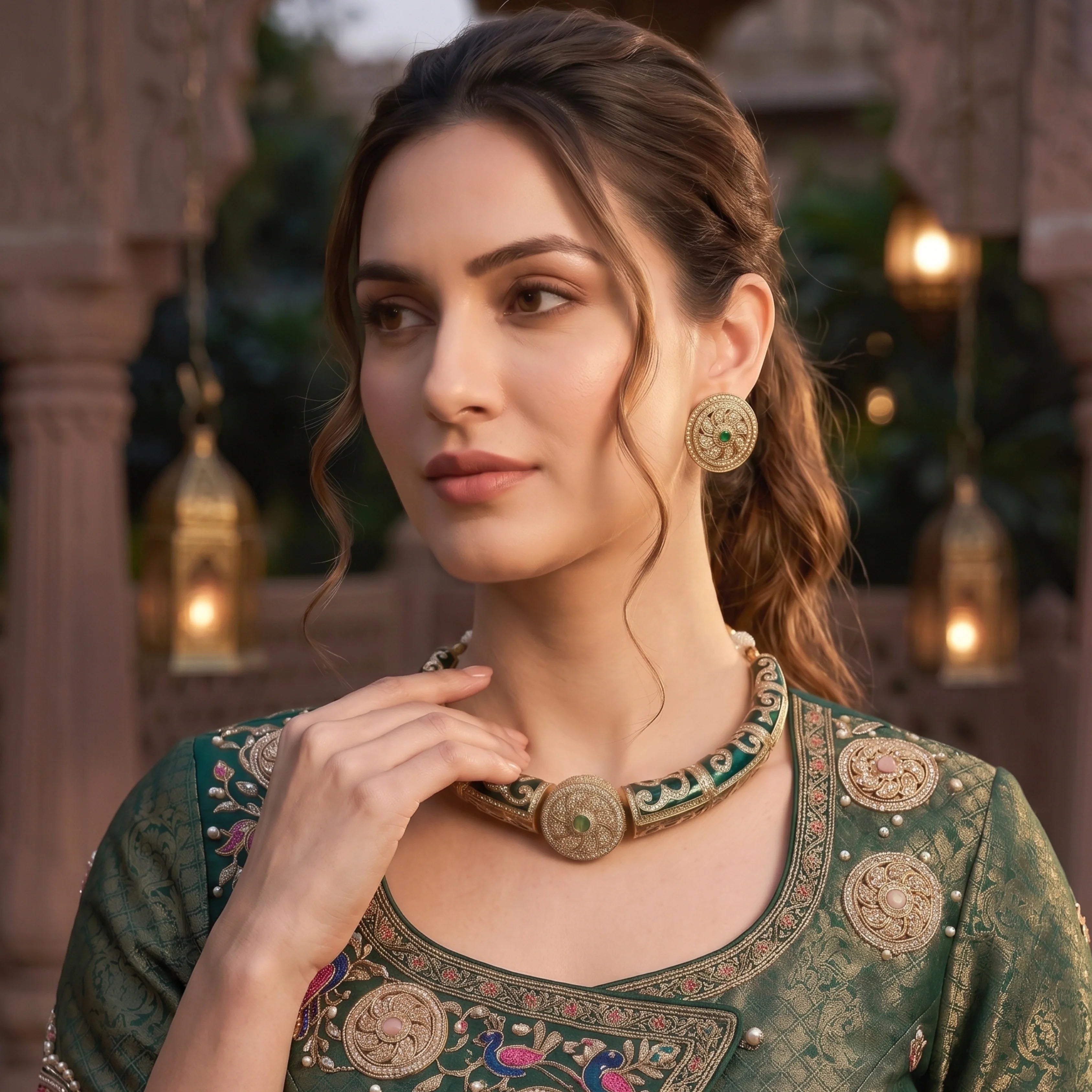 Emerald Royale Meenakari Choker Set