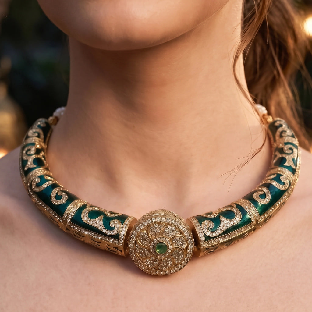 Emerald Royale Meenakari Choker Set