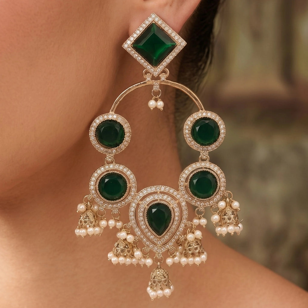 Ira Mehfil Green Stone Earrings