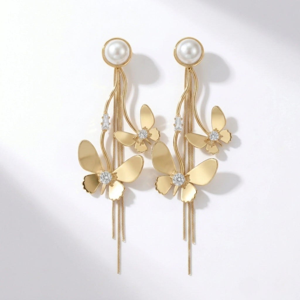 Gold Butterfly Danglers