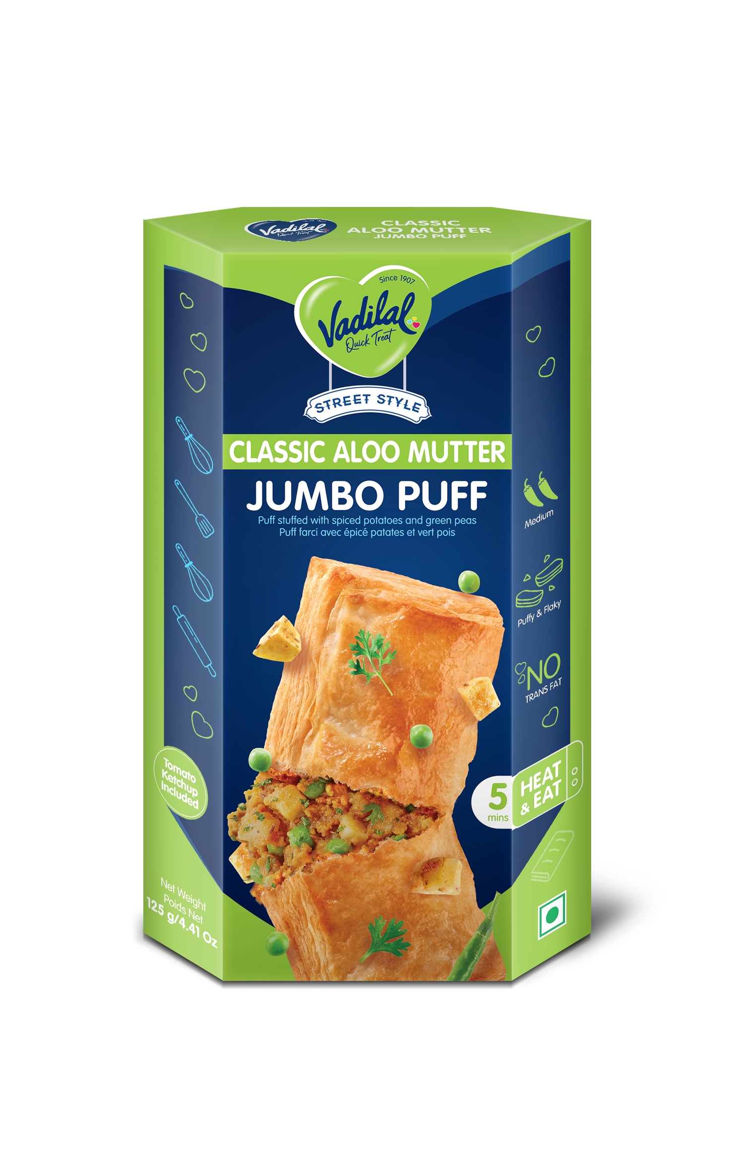 Vadilal Classic Aloo Mutter Jumbo Puff 125 g