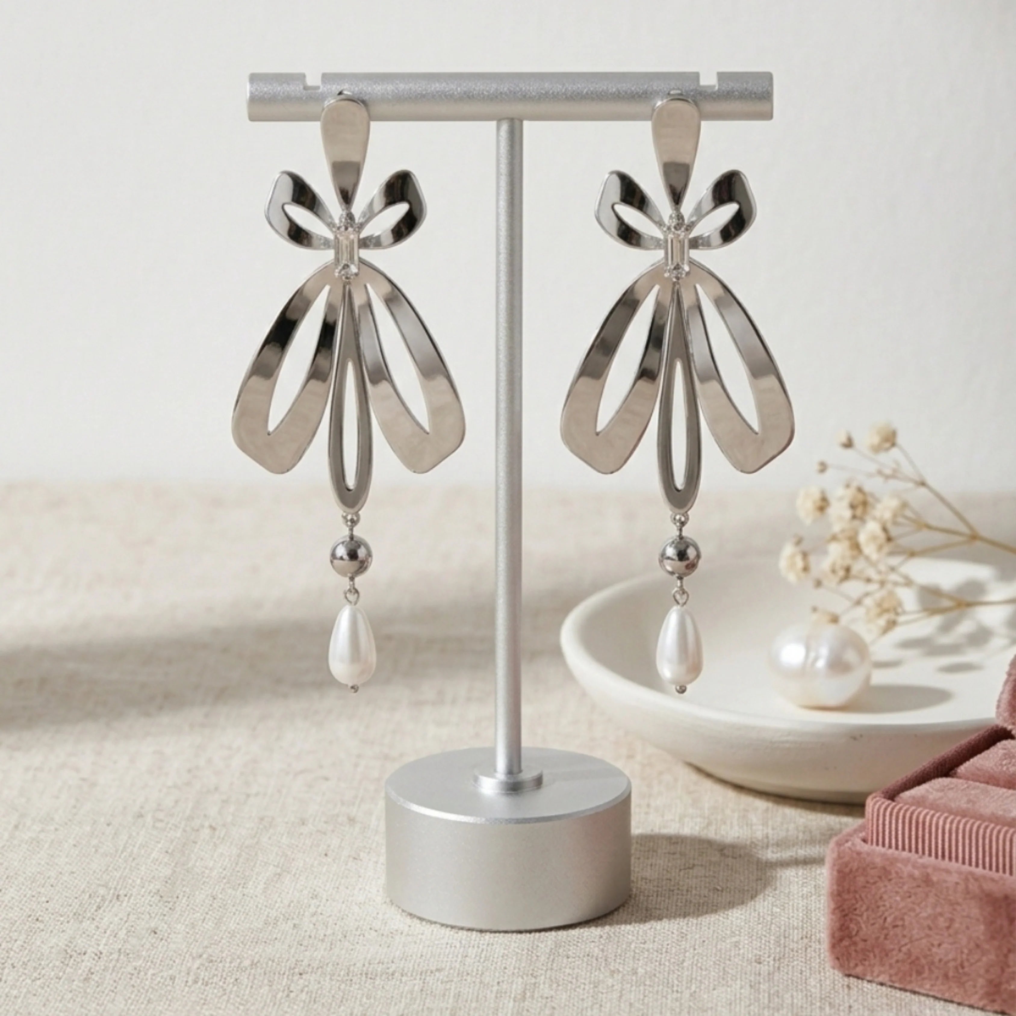 The Sophia Silver Bow Drop