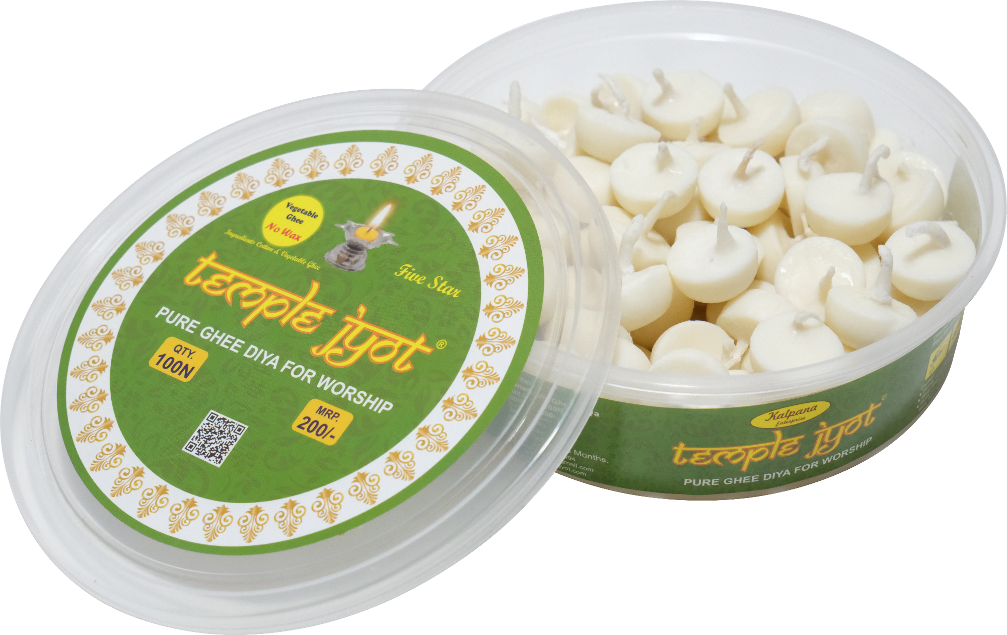 Temple Jyot Gold Pack Ghee Wick 60 pcs