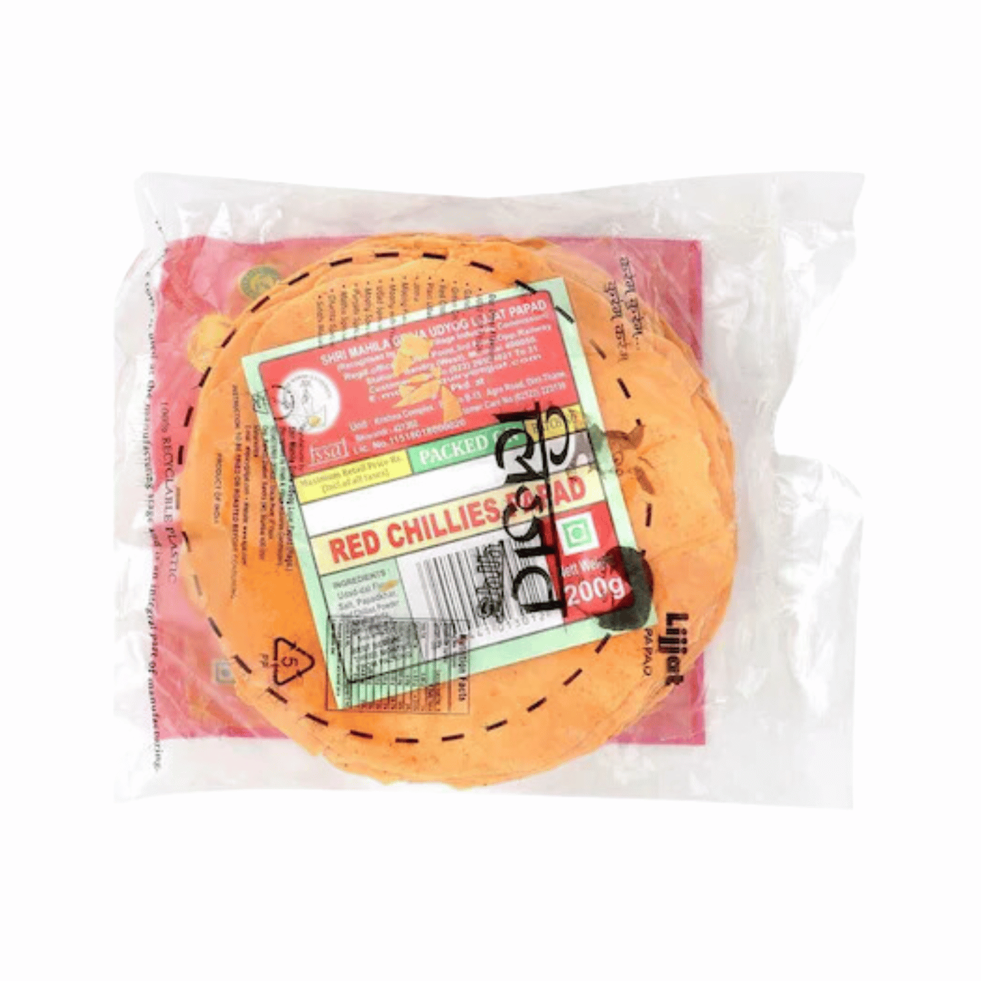 Lijjat Red Chilli Papad 200 g