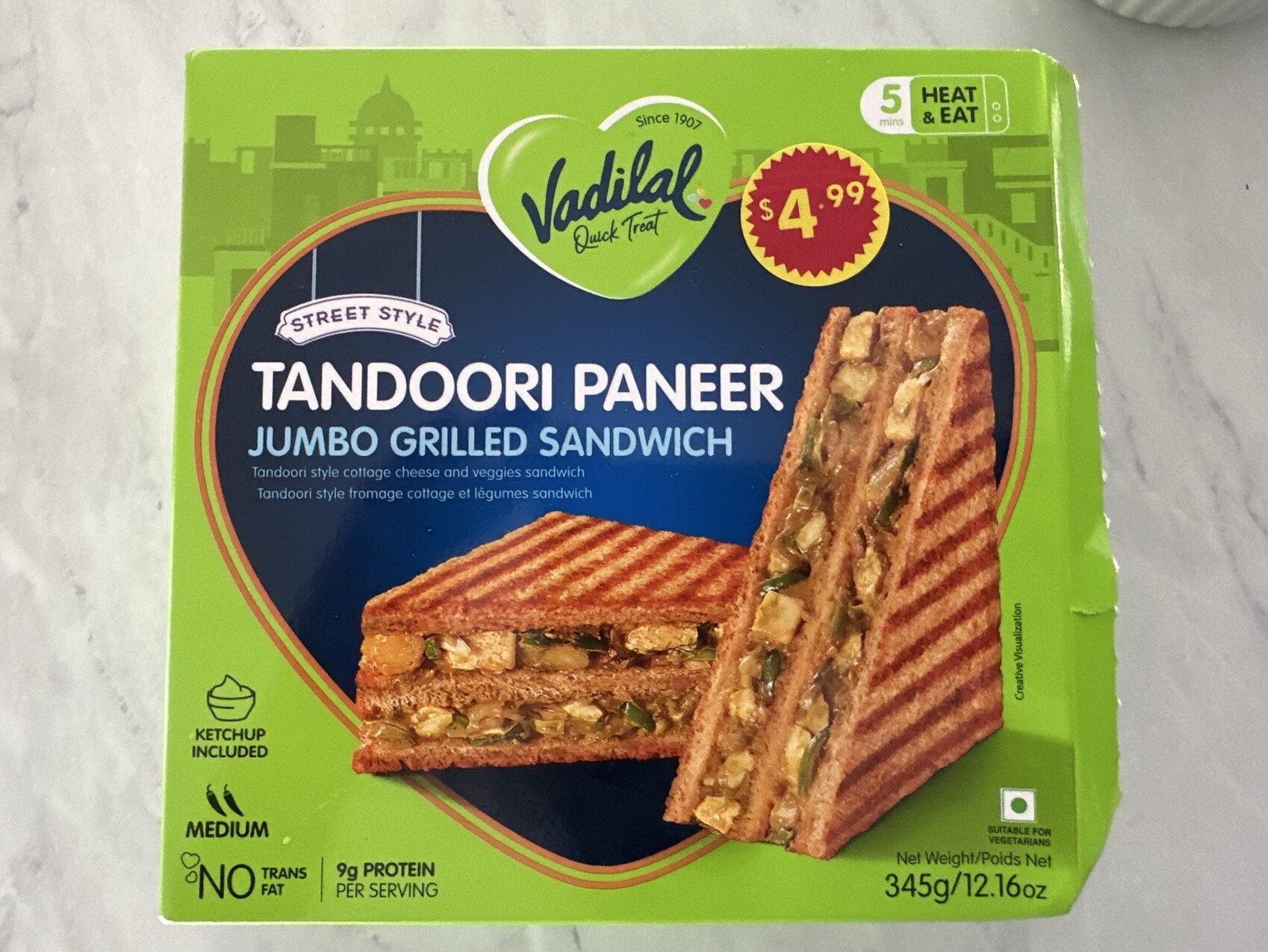 Vadilal Tandoori Paneer Sandwich 345 G
