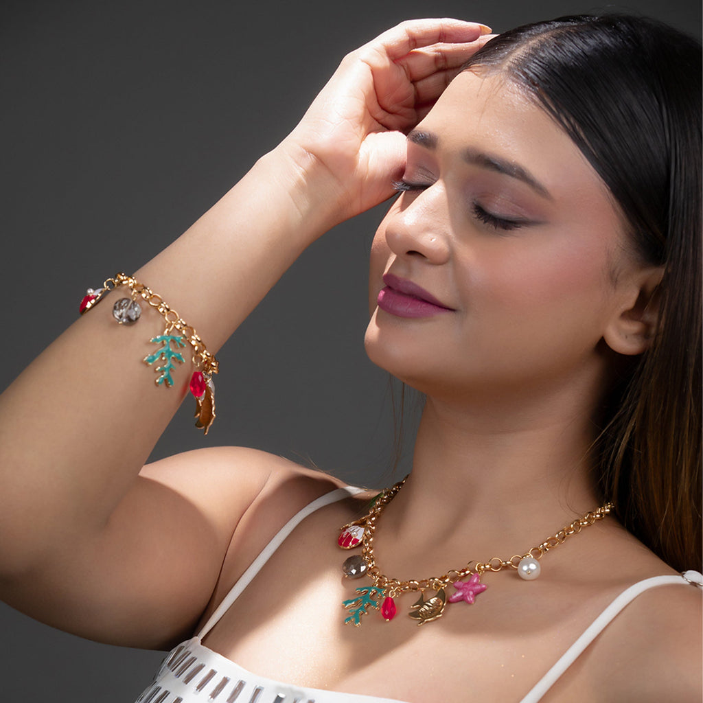 SEA CHARM NECKLACLE WITH BRACELET