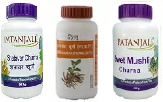 Patanjali. Shatavar, Swet Mushli, Ashwagandha Churna Powder (100 g Each)