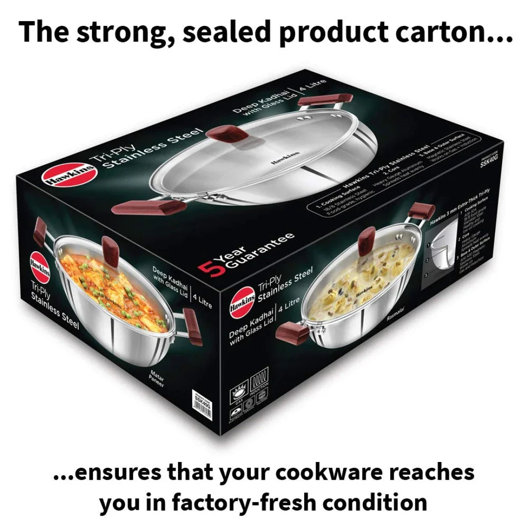 Hawkins Tri Ply SS Deep Fry Pan 4 L Ssk 40 g