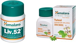 Himalaya Liv.52 Tablets - 100 Counts & Himalaya Wellness Pure Herbs Tulasi Respiratory Wellness - 60 Tablets