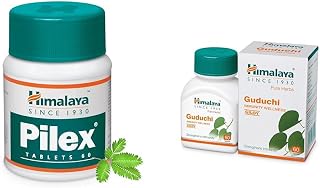 Himalaya Pilex Tablets - 60 Count & Himalaya Pure Herbs Guduchi Strengthens Immunity Wellness, Giloy, 60 Count