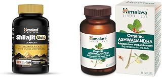 Himalaya Shilajit/Shilajeet Gold Capsules | 100% Pure Himalayan Shilajit + 24 Carat Gold | 20 Caps | Himalaya Organic Ashwagandha 670Mg |Helps Release Stress | Rejuvenates Mind And Body | General Wel