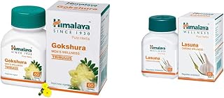 Himalaya Wellness Pure Herbs Men's Wellness Tablets - 60 Pieces (Gokshura) & Himalaya Wellness Pure Herbs Lasuna Cardiac Wellness Tablets - 60 Tablets