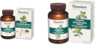 Himalaya Organic Ashwagandha 670mg |Helps Releases Stress | Rejuvenates Mind and Body | General Wellness | Pack of 60 & Organic Gokshura Pack of 60