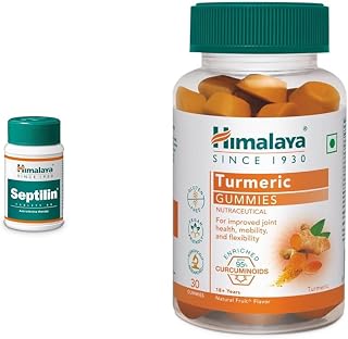 Himalaya Septilin Tablets 60s | Manages respiratory tract infections in children and adults | Himalaya Turmeric Gummies |Pack of 30 |95% Curcuminoids |Joint health, Antioxidant support |100% V
