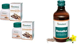 Himalaya Ashwagandha - 120 Tablets | Stress Relief | Rejuvenates Mind & Body | Improves Strength & | Himalaya RENALKA Syrup 200ml