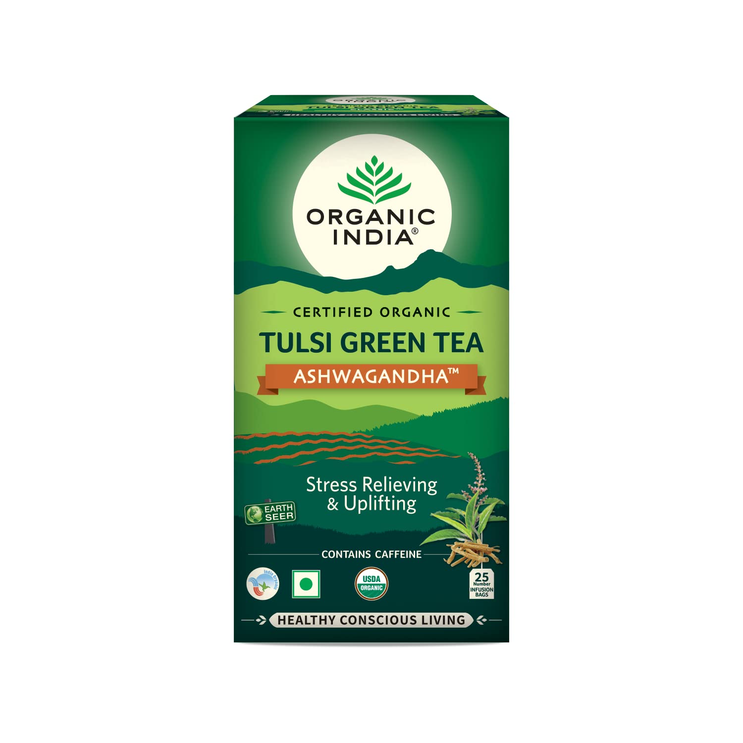 Organic Tulsi Green Tea Ashwandha Tea Bags