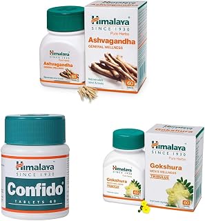 Himalaya Ashwagandha Pure Herbs General Wellness & Confido& Men's Wellness Tablets - 60 Pieces (Gokshura)