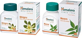 Himalaya Wellness Pure Herbs Shigru Bone & Joint Wellness - 60 Tablet & Himalaya Wellness Pure Herbs Skin Wellness Tablets - 60 Count (Neem)