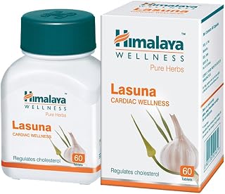 Himalaya Pure Herbs Lasuna Cardiac Wellness Tablets, White, 250 mg, 60 Count
