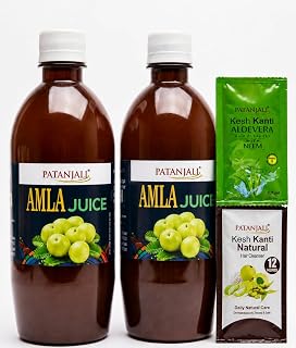 Patanjali Amla Juice 500 ml (2) with Free Awla Shampoo Sachets