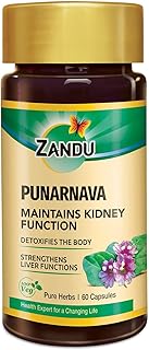 Zandu Punarnava Capsules, With Goodness of Natural Punarnava Extract known for Good Gut Health & for Healthy Appetite, Helps for Heart and Urinary Health - 60 Veg capsules