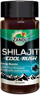 Zandu Shilajit Cool Rush Caps 60N: The 1st Ever Himalayan Shilajit with heat balancing ingredients | All Season Energy | Boost Strength & Stamina | Rich in fulvic acid