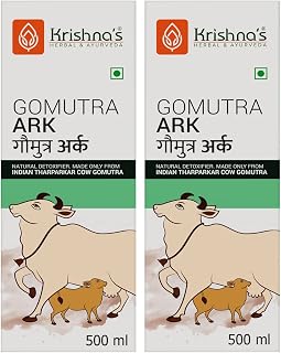 KRISHNA'S HERBAL & AYURVEDA Gomutra Ark|Natural Detoxifier| 100% Pure&Natural Go Ark|Indian Tharparakar Gomutra|Sugar Free Juice With No Added Color Or Flavour-500 Ml(Pack Of 2)