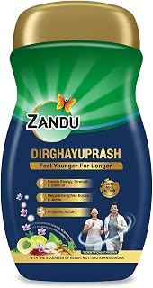 Zandu Dirghayuprash: Anti Age Action* with Vayasthapan Mahakashaya Herbs, Scientifically Proven, goodness of Chyawanprash for 3 way immunity action*|Boosts Energy, Strength, Stamina|450 GM
