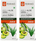 KRISHNA'S HERBAL & AYURVEDA Amla Aloe Vera Wheat-Grass, Haldi & Tulsi Juice - 500 Ml (Pack Of 2) | Enriched With Vitamin C | All In One Drink With Aloe Vera, Amla, Haldi, Tulsi & Wheatgrass