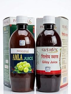 Patanjali Amla and Giloy Juice Combo Pack, 500 ml Each | Ayurvedic Juice, Combo of 2 Bottles, Natural Ingredients, Immunity Support, Herbal Formula