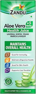 Zandu Aloe Vera + 5 Herbs Health Juice | Ayurvedic Immunity Booster | Good for Digestive Health, Skin Health & Liver Function |No Added Sugar (500ml)