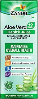 Zandu Aloe Vera + 5 Herbs Health Juice | Ayurvedic Immunity Booster | Good for Digestive Health, Skin Health & Liver Function |No Added Sugar (500ml)