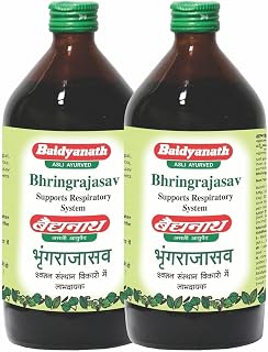 Baidyanath Asli Ayurved Bhringrajasava Syrup - 450 ml (Pack of 2) | Herbal Ayurvedic Formula for Healthy Hair, Liver Wellness & Digestive Health