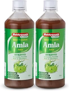 Baidyanath Amla Juice - 1L (Pack of 2) |Pitta-Balancing, Immune-Boosting Juice For Cough, Cold & Seasonal Illnesses| Antioxidant & Vitamin C Rich|Cold-Pressed|Supports Weight Management|