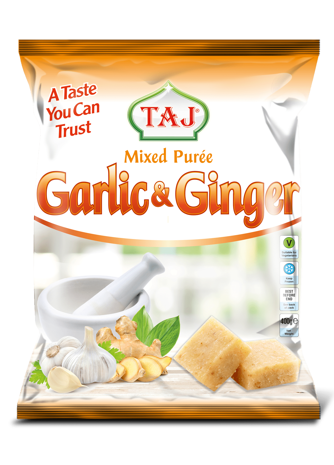 Taj Frozen Crushed Ginger Garlic Mix 400 g