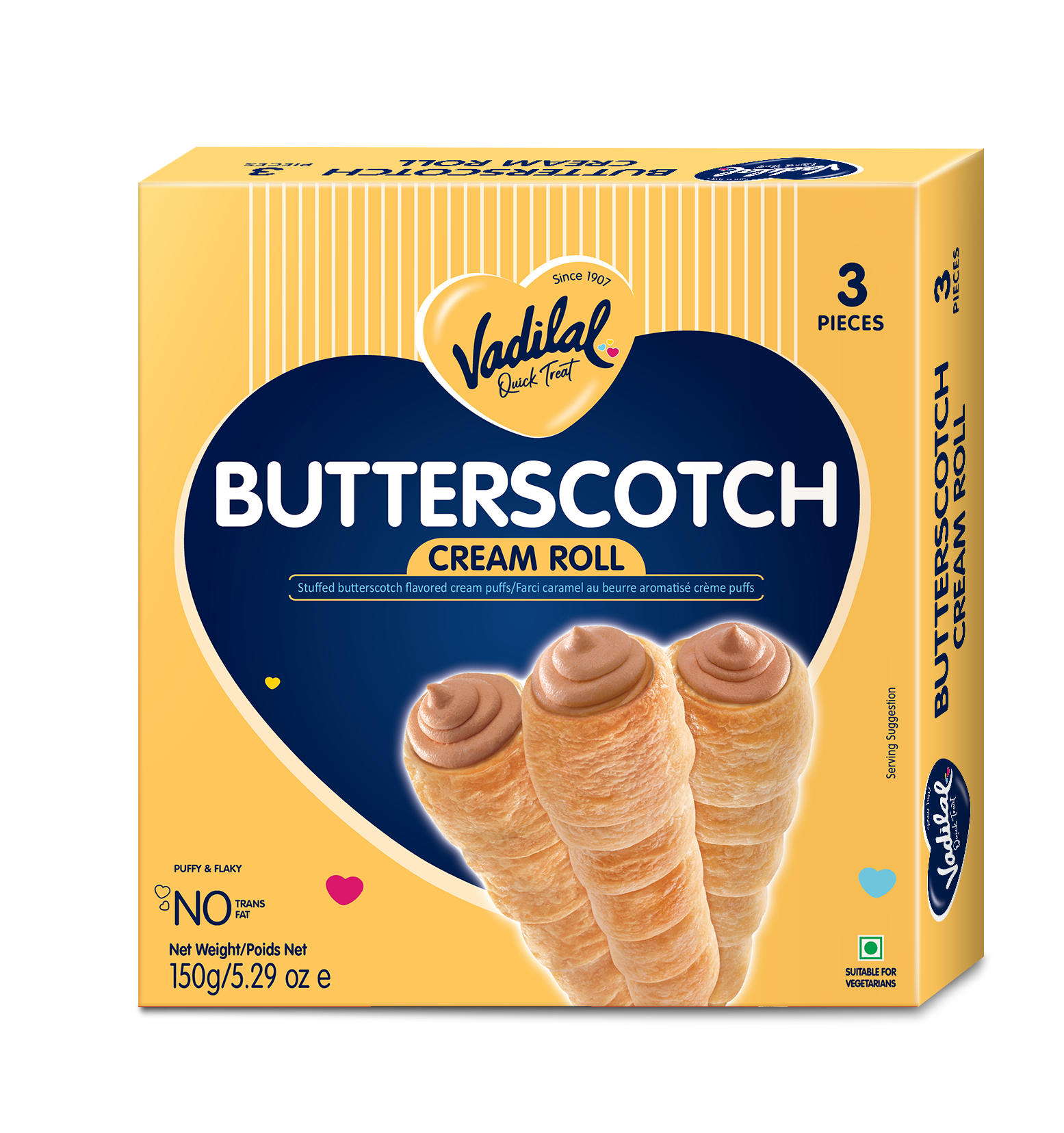 Vadilal Butterscotch Creamroll 150 g