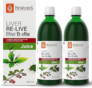 KRISHNA'S HERBAL & AYURVEDA Liver Re-Live Juice-500 Ml (Pack Of 2) Healthy Liver,Strengthens The Digestive System,Goodness Of 11 Powerful Herbs Like Makoy,Harshringar,Daru Haridra,Sugar Free Juice